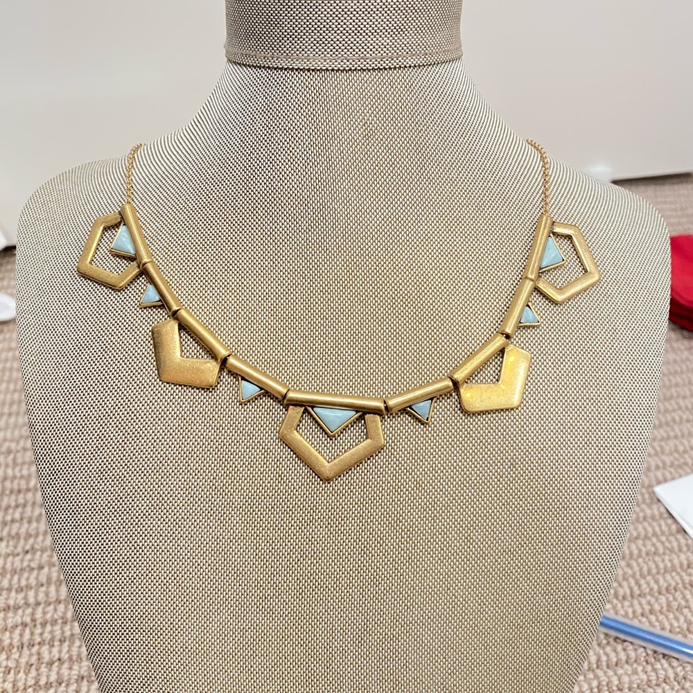 J crew Gold and turquoise statement necklace
